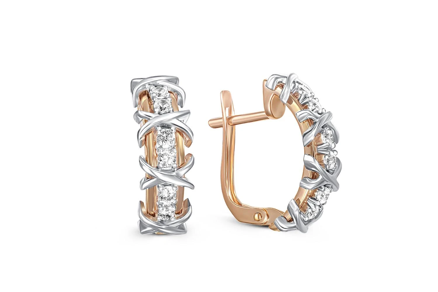 Серьги из красного золота с 12 бриллиантами