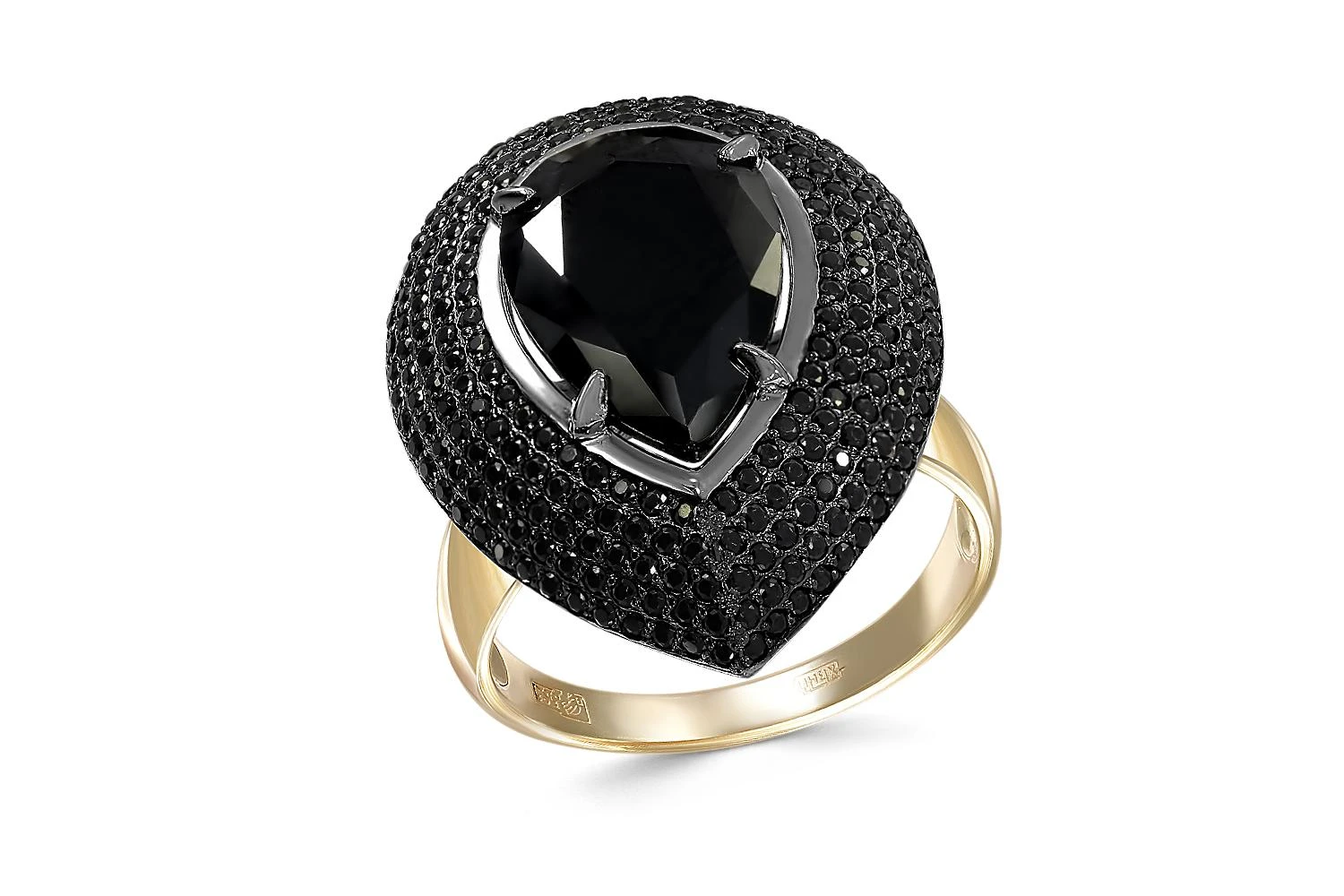 Кольцо из жёлтого золота с 247 фианитами