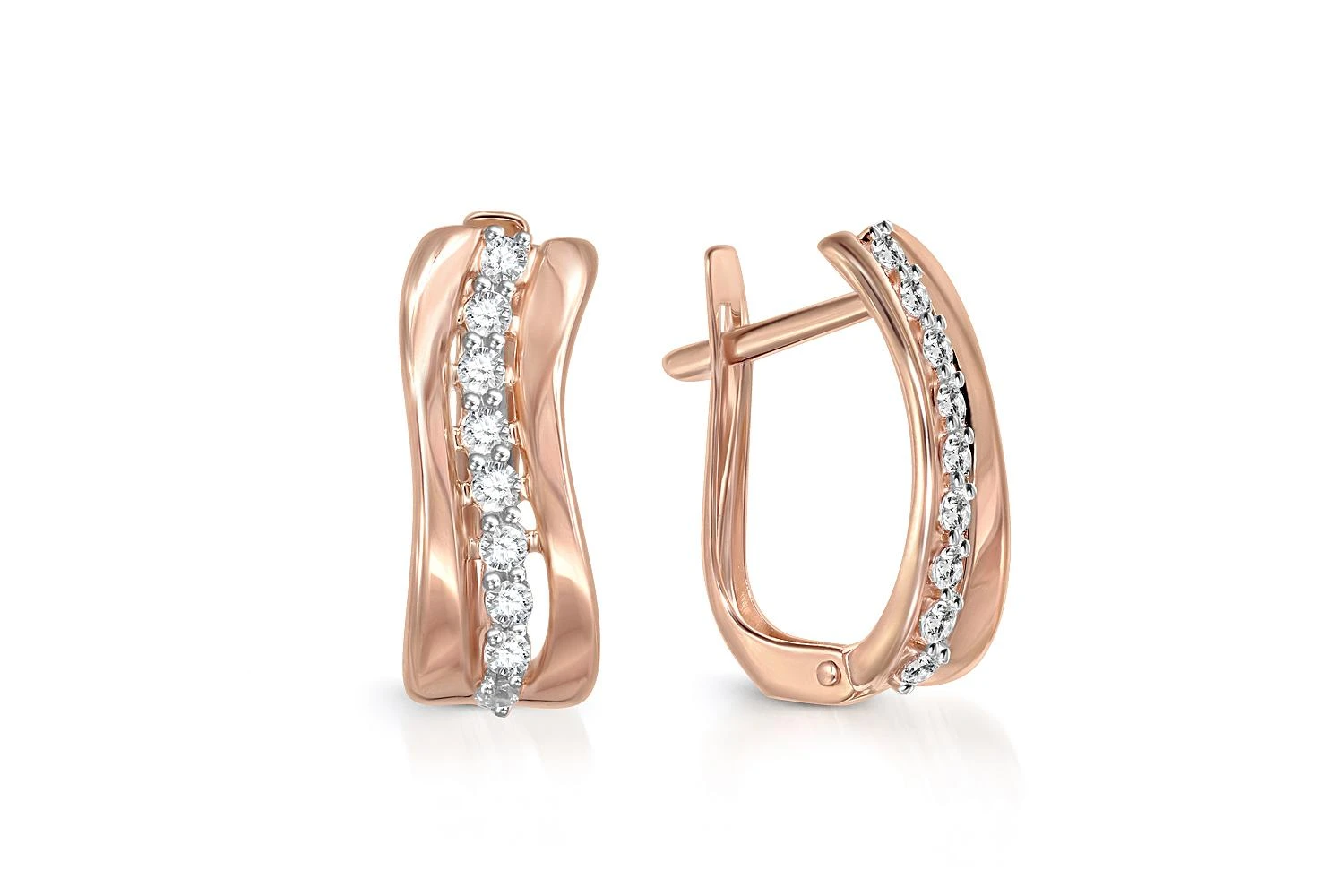 Серьги из красного золота с 18 фианитами