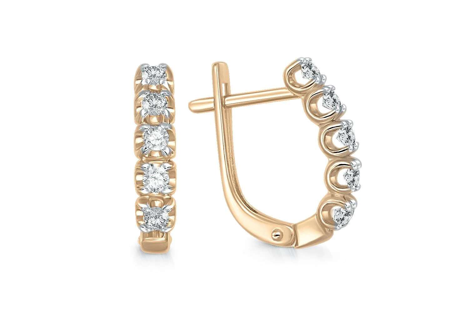 Серьги Дорожки из жёлтого золота с 10 бриллиантами