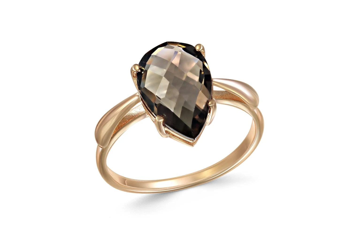 Кольцо из красного золота с раухтопазом