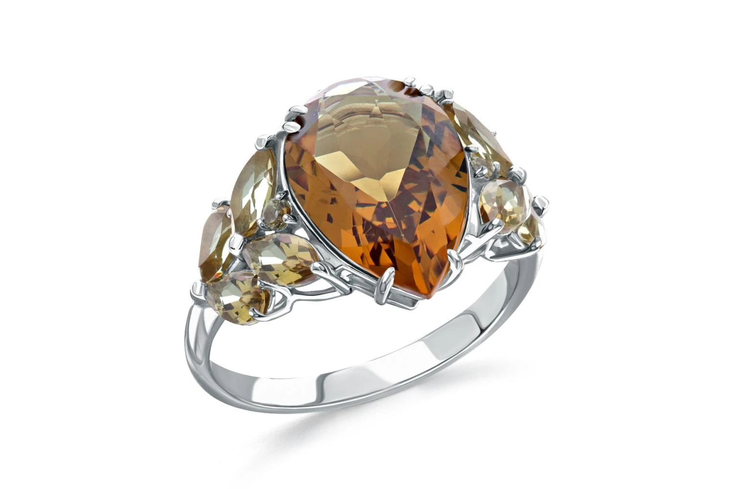 Кольцо из белого золота с 11 султанитами