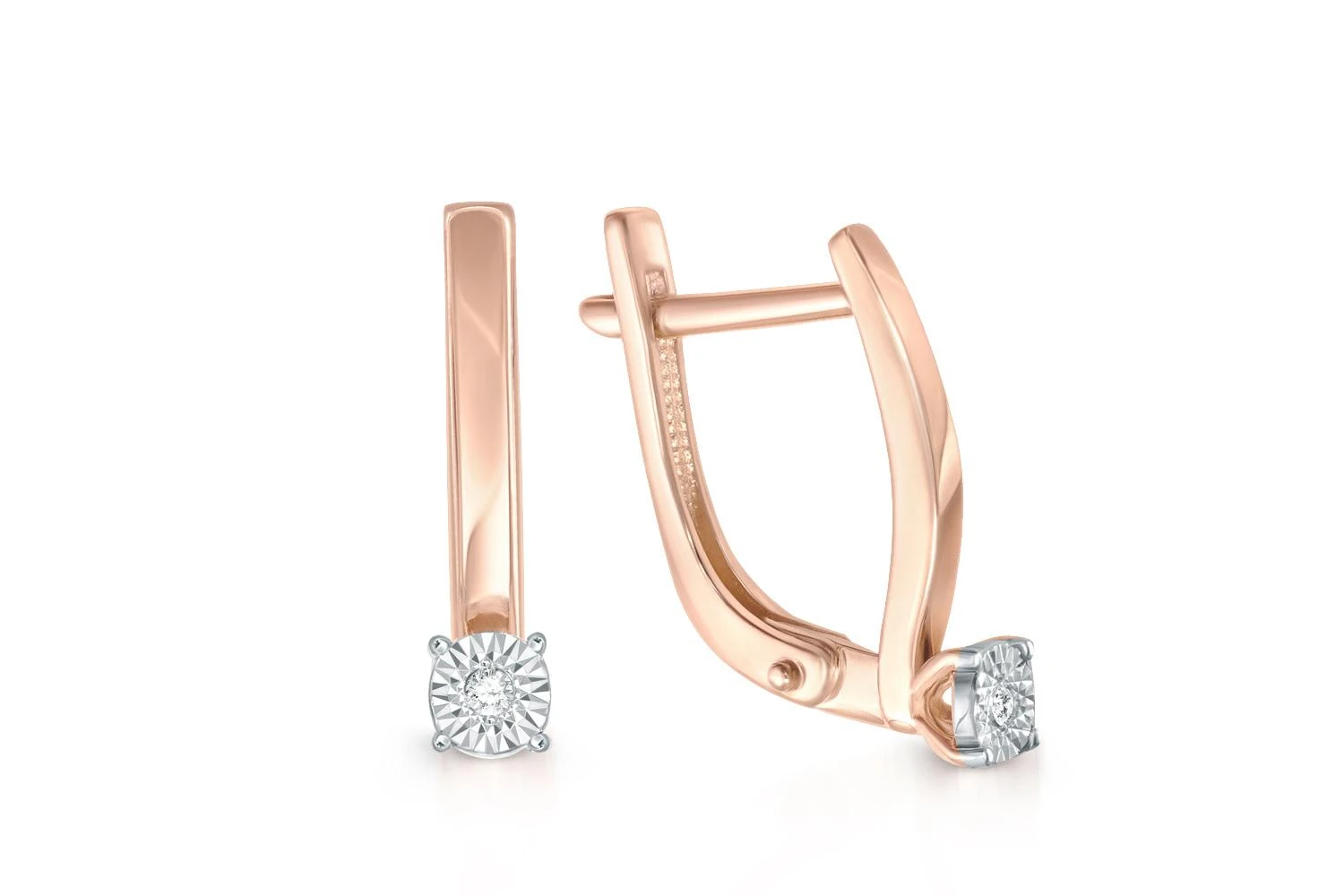 Серьги из красного золота с 2 бриллиантами