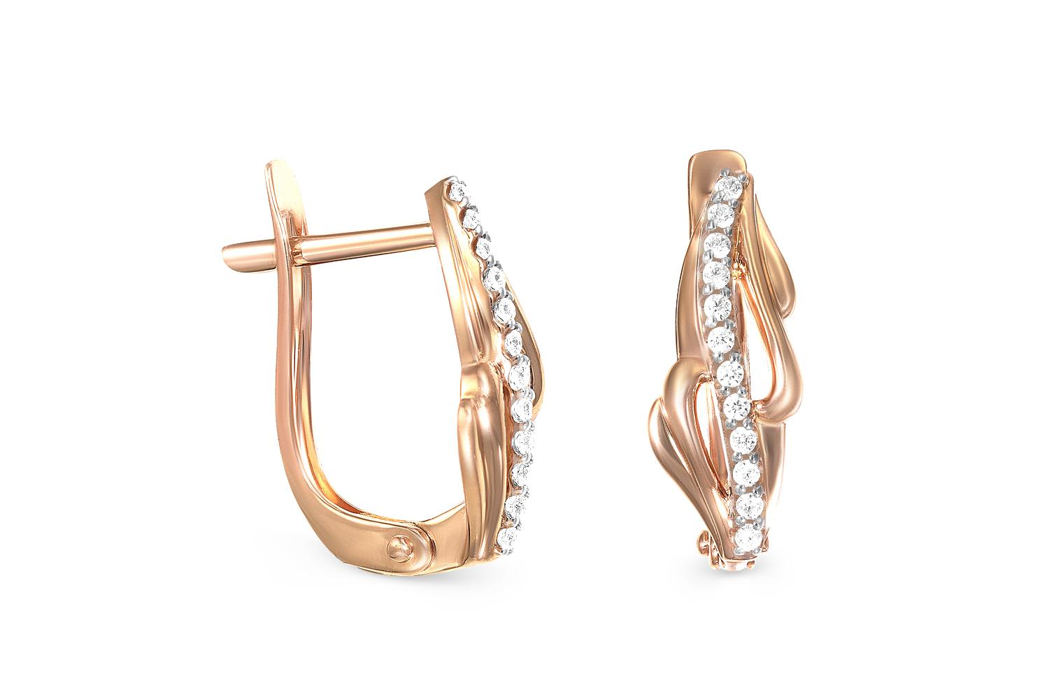 

Серьги с 24 фианитами из красного золота