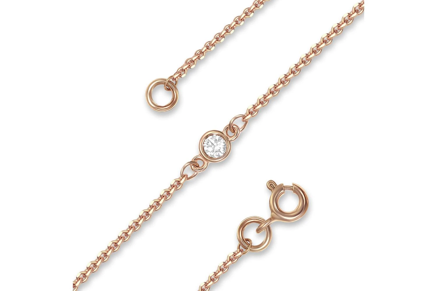 Браслет из красного золота с бриллиантом