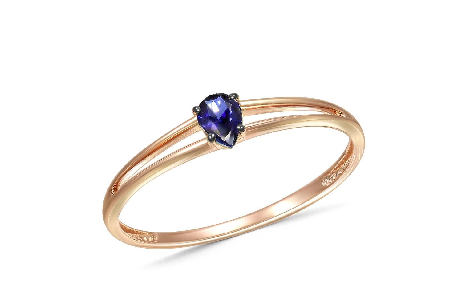 Кольцо из красного золота с сапфиром