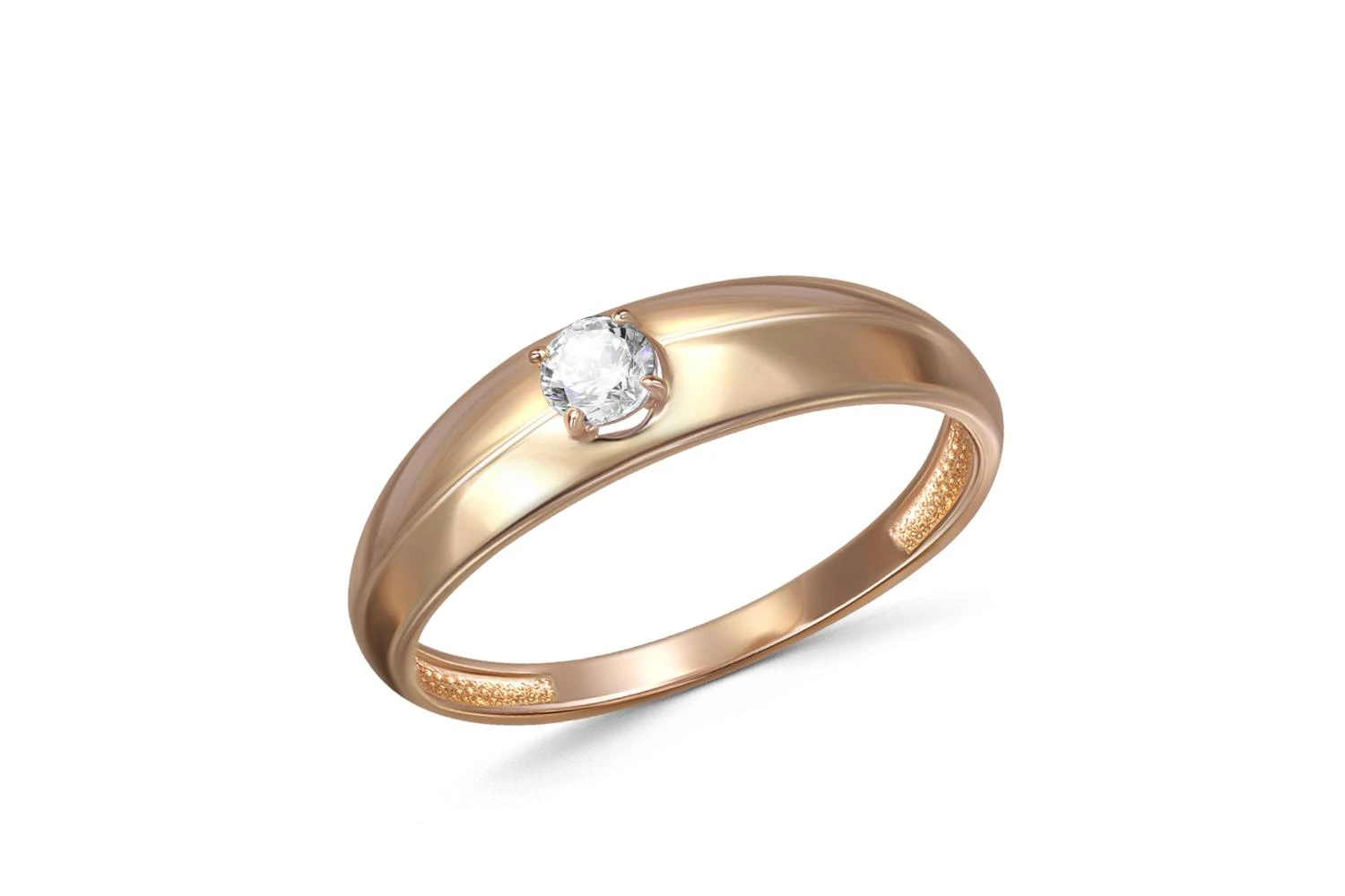 Кольцо из красного золота с фианитом