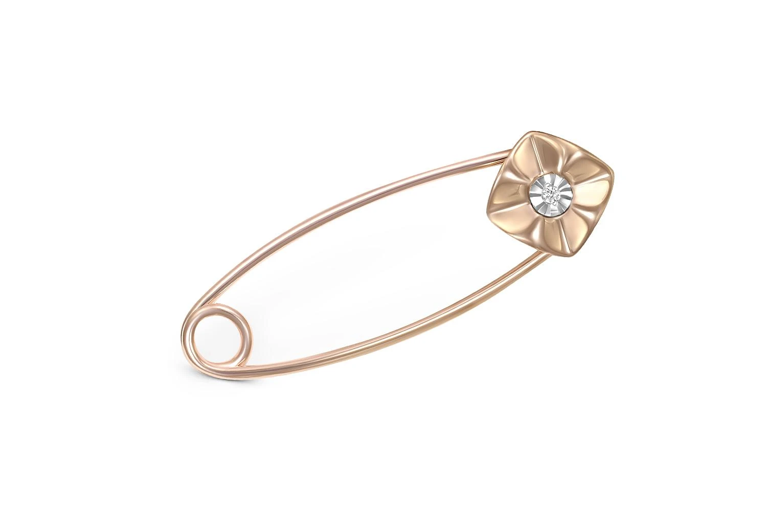 Булавка с шайбой Цветок из красного золота с бриллиантом