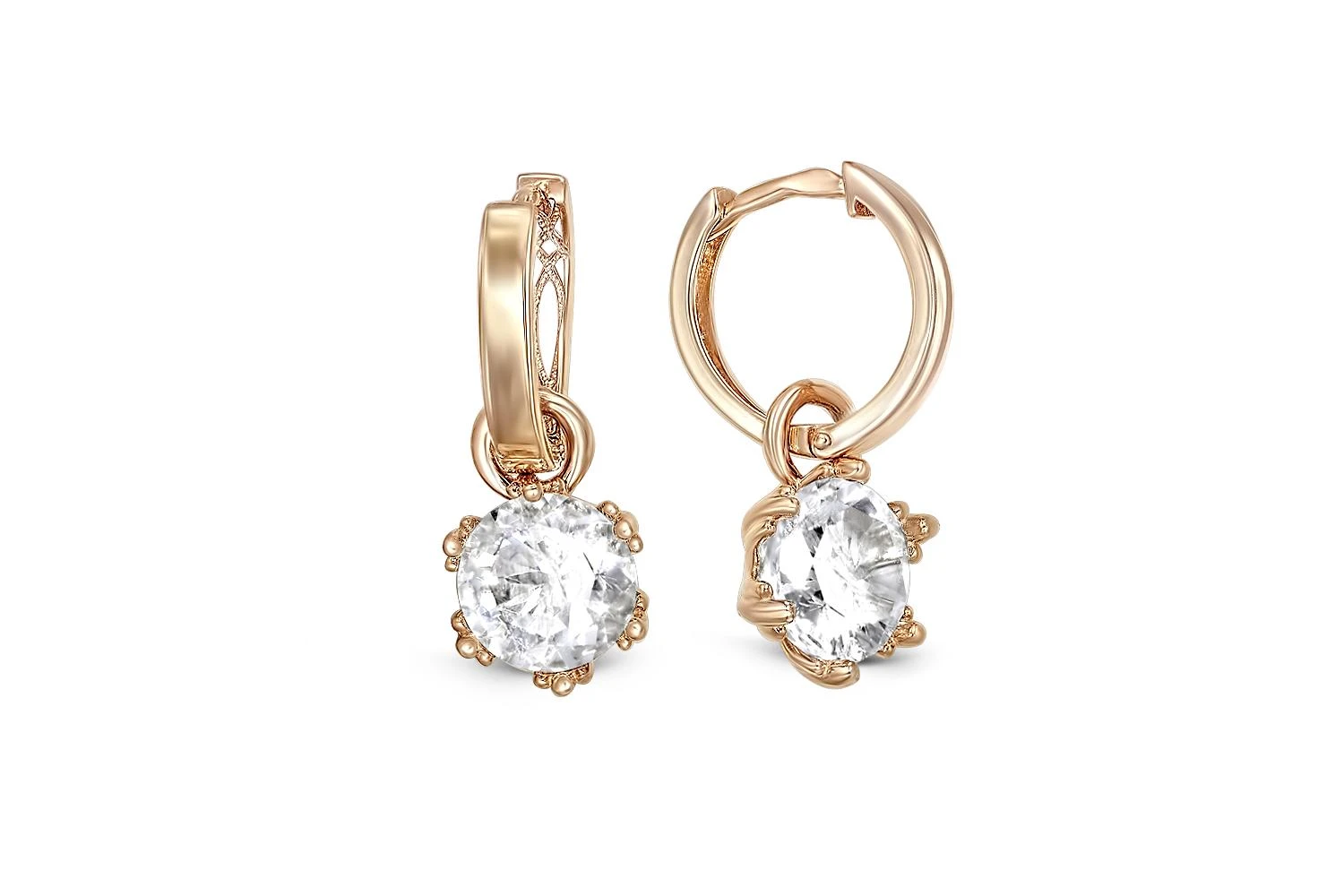 Серьги-трансформеры из красного золота с горным хрусталём