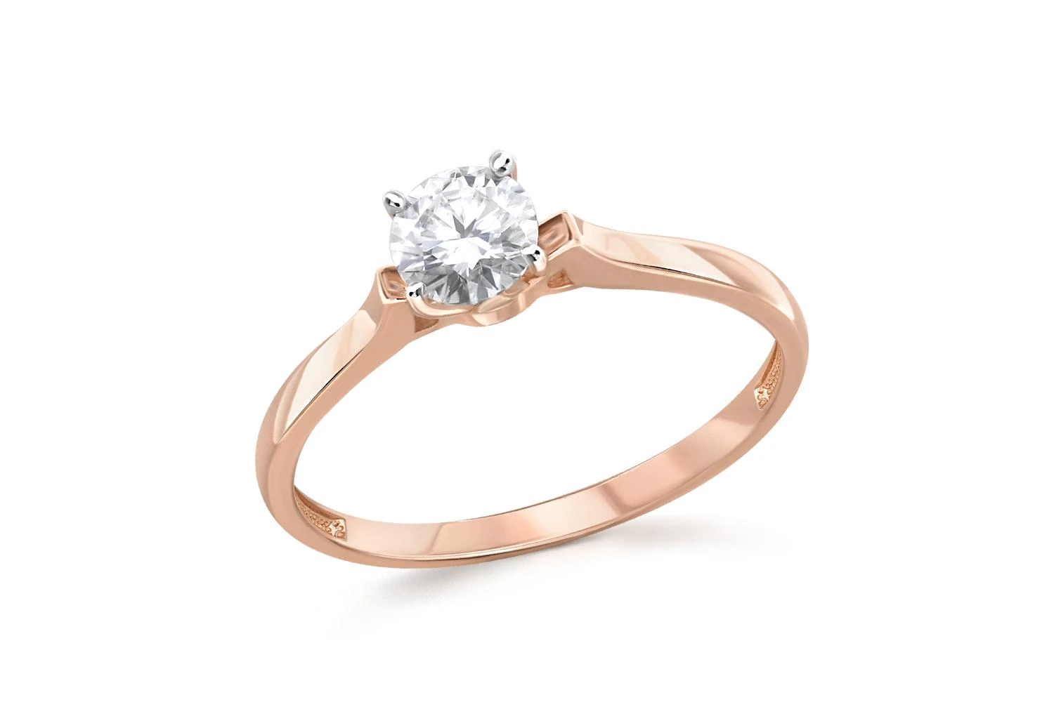 Кольцо из красного золота с муассанитом