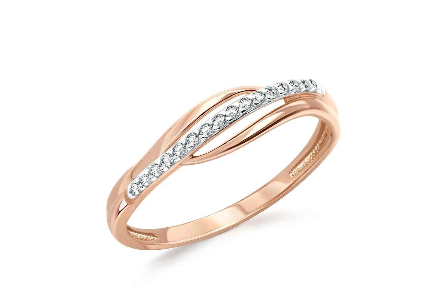 Кольцо Дорожка из красного золота с 16 фианитами