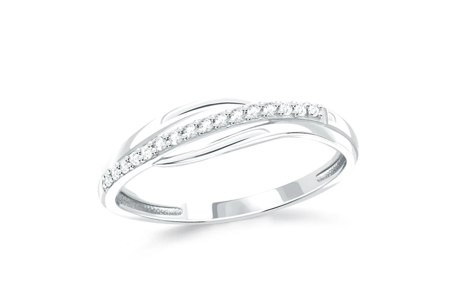 Кольцо Дорожка из белого золота с 16 фианитами