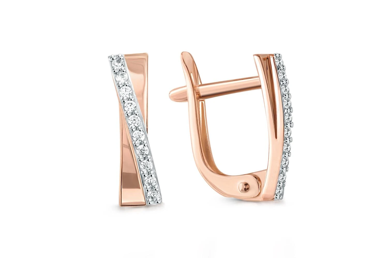 Серьги из красного золота с 20 фианитами