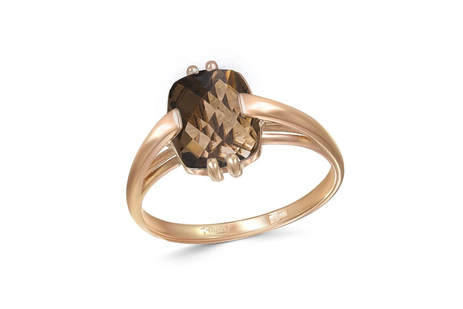 Кольцо из красного золота с раухтопазом