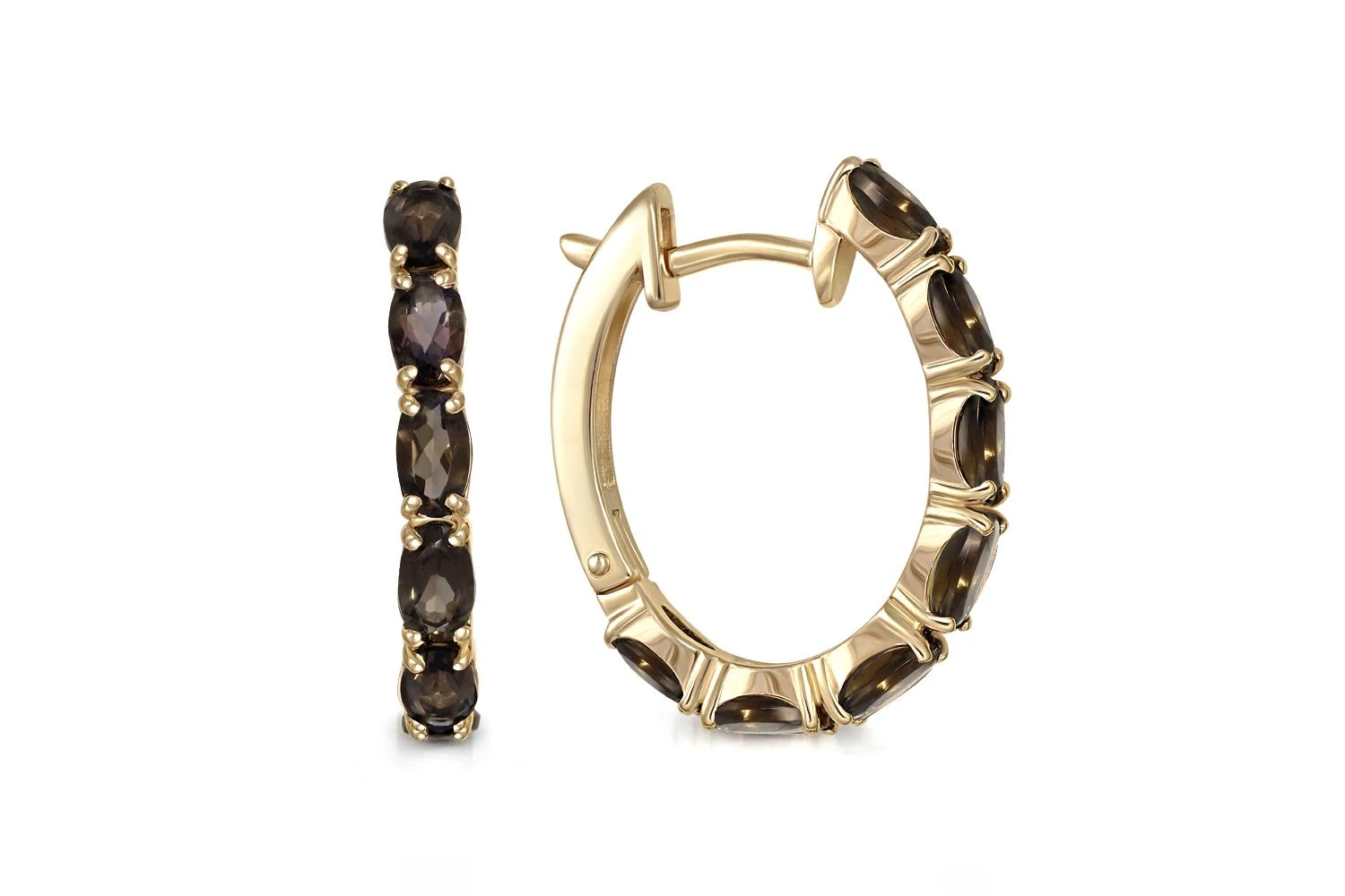 Серьги из жёлтого золота с 14 раухтопазами