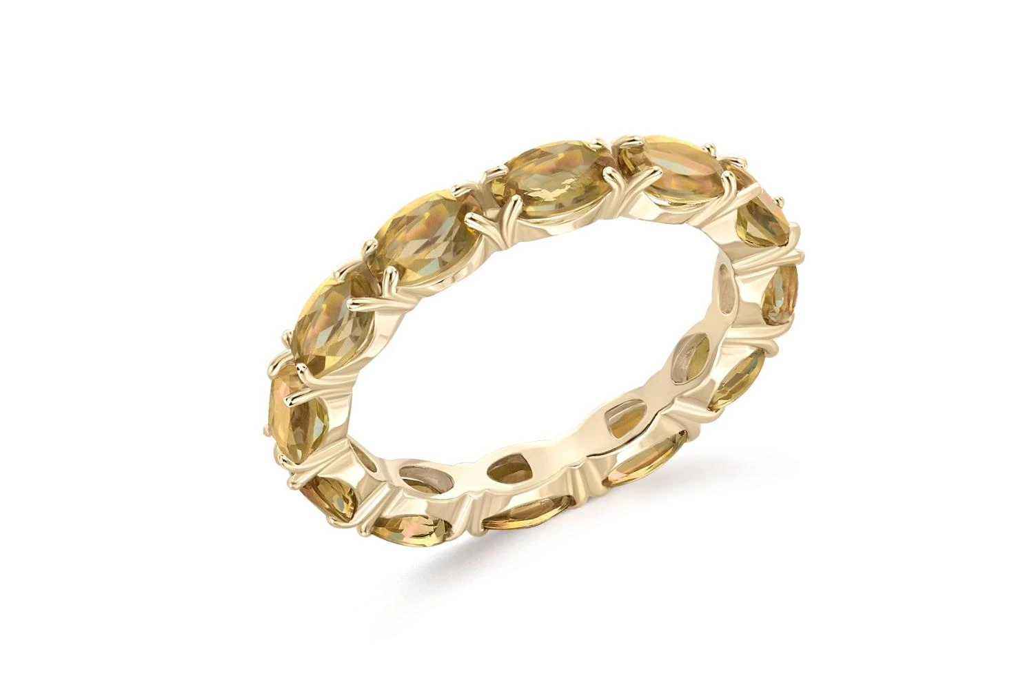 Кольцо Дорожка из жёлтого золота с 12 султанитами