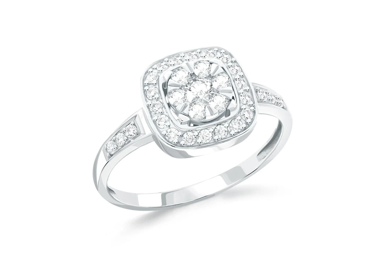 Кольцо из белого золота с 31 муассанитами