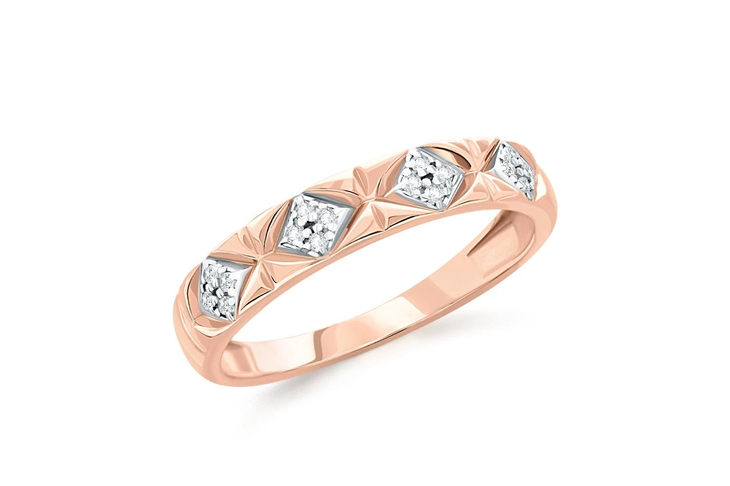 Кольцо из красного золота с 16 бриллиантами