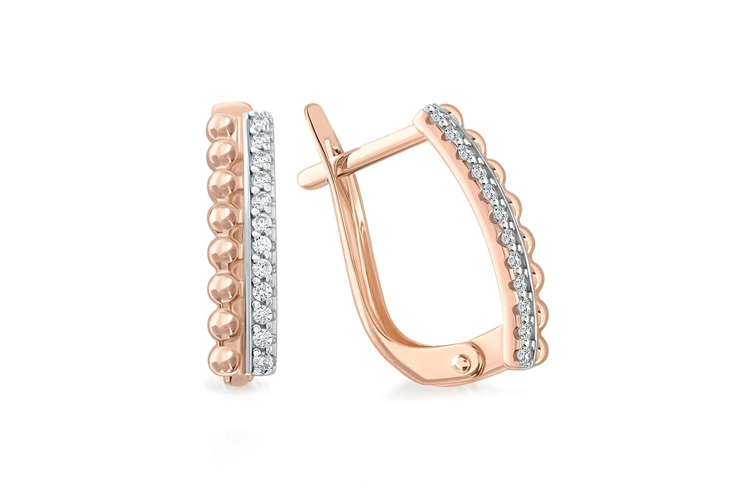 Серьги из красного золота с 24 фианитами