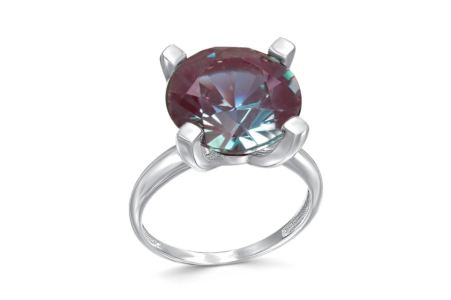 Кольцо из белого золота с александритом