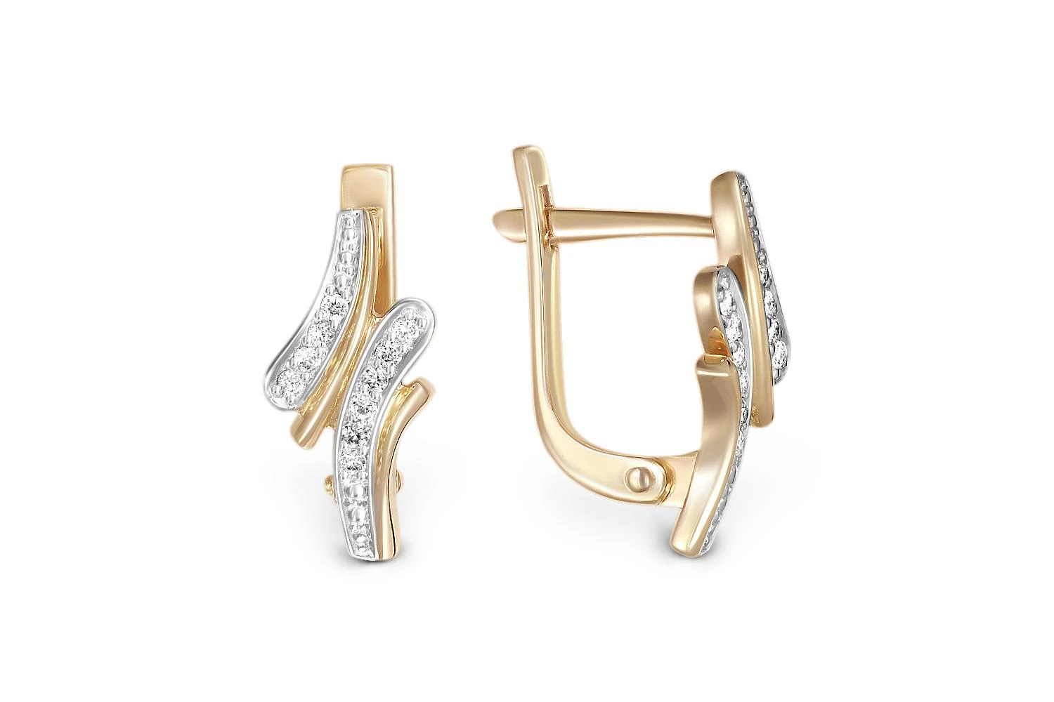 Серьги Дорожки из жёлтого золота с 20 бриллиантами