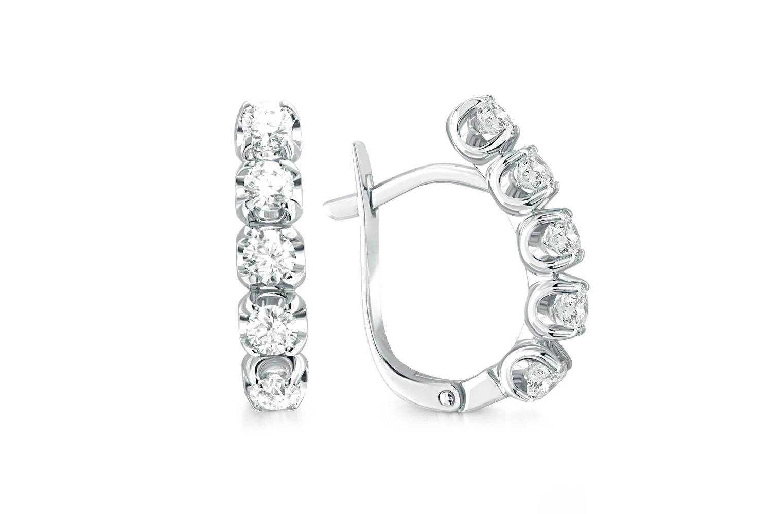 Серьги Дорожки из белого золота с 10 муассанитами