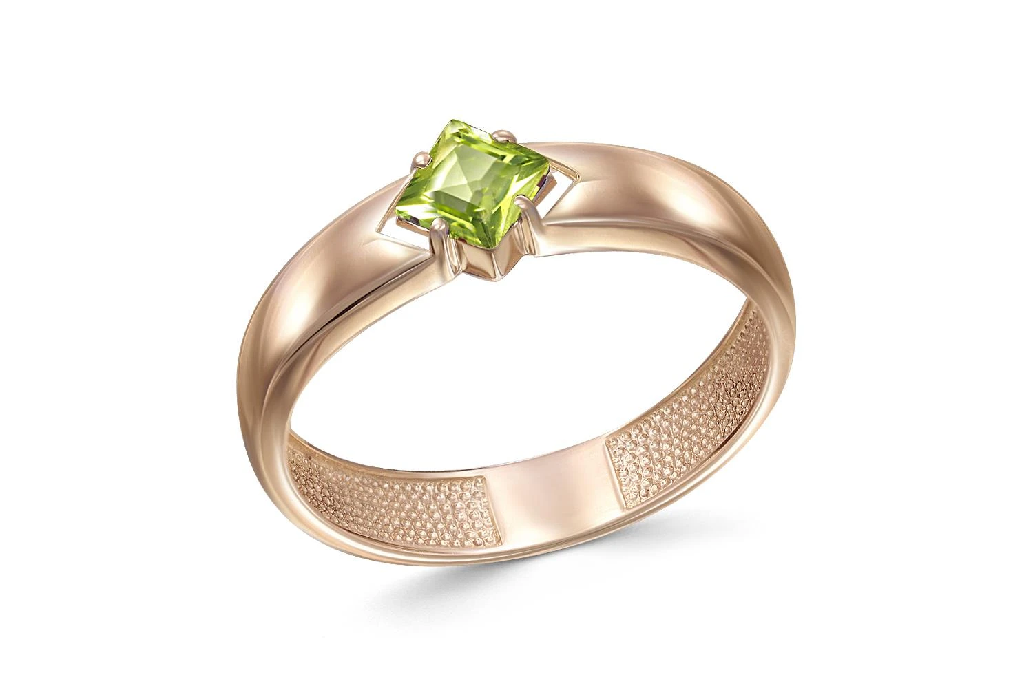 Кольцо из красного золота с хризолитом