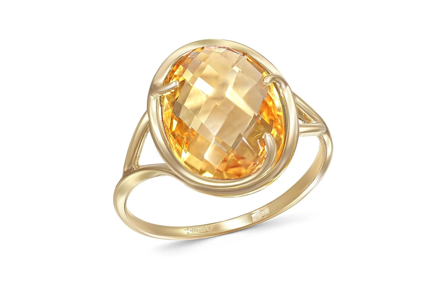 Кольцо из жёлтого золота с цитрином