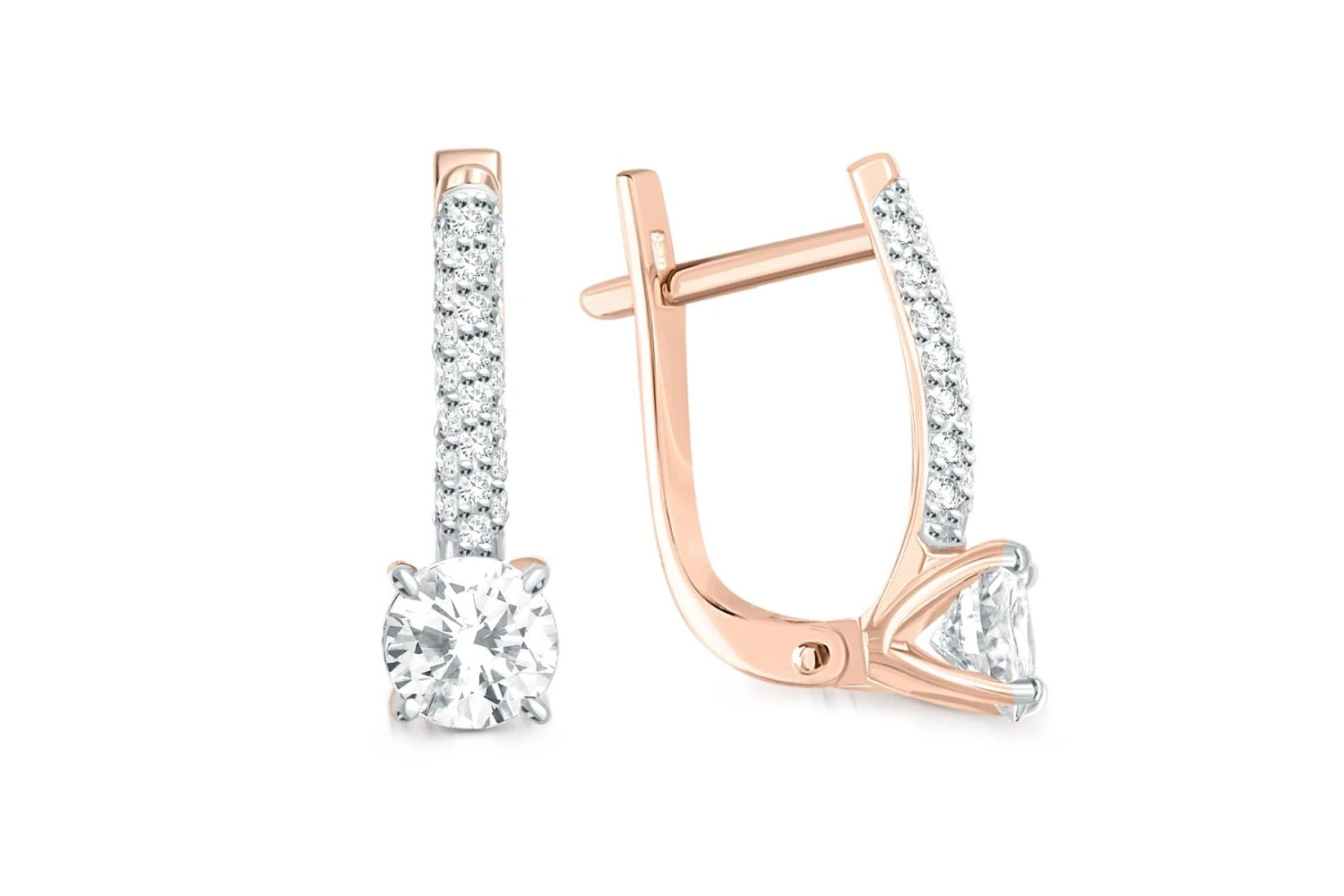 Серьги из красного золота с 46 фианитами