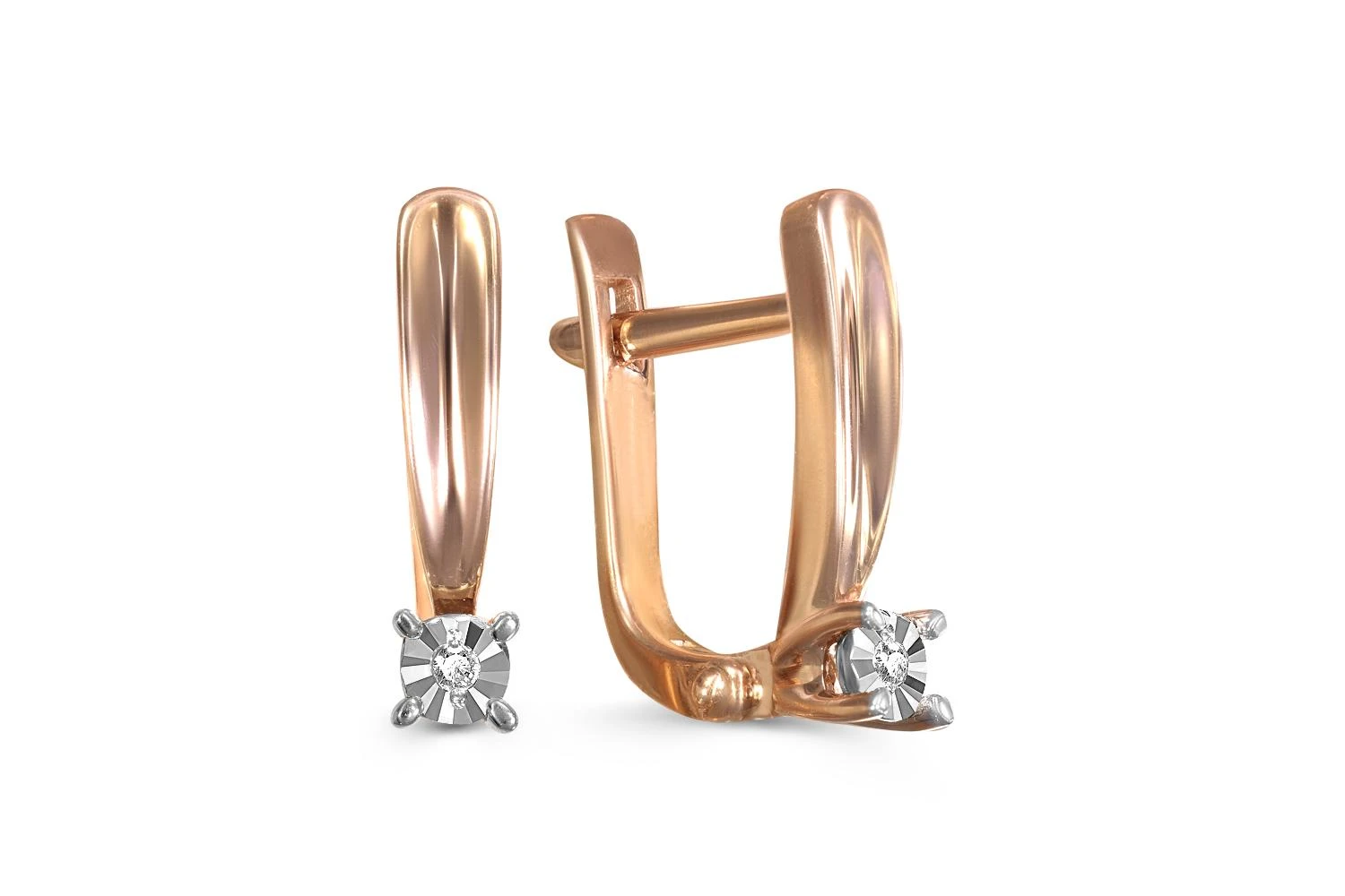 Серьги из красного золота с 2 бриллиантами