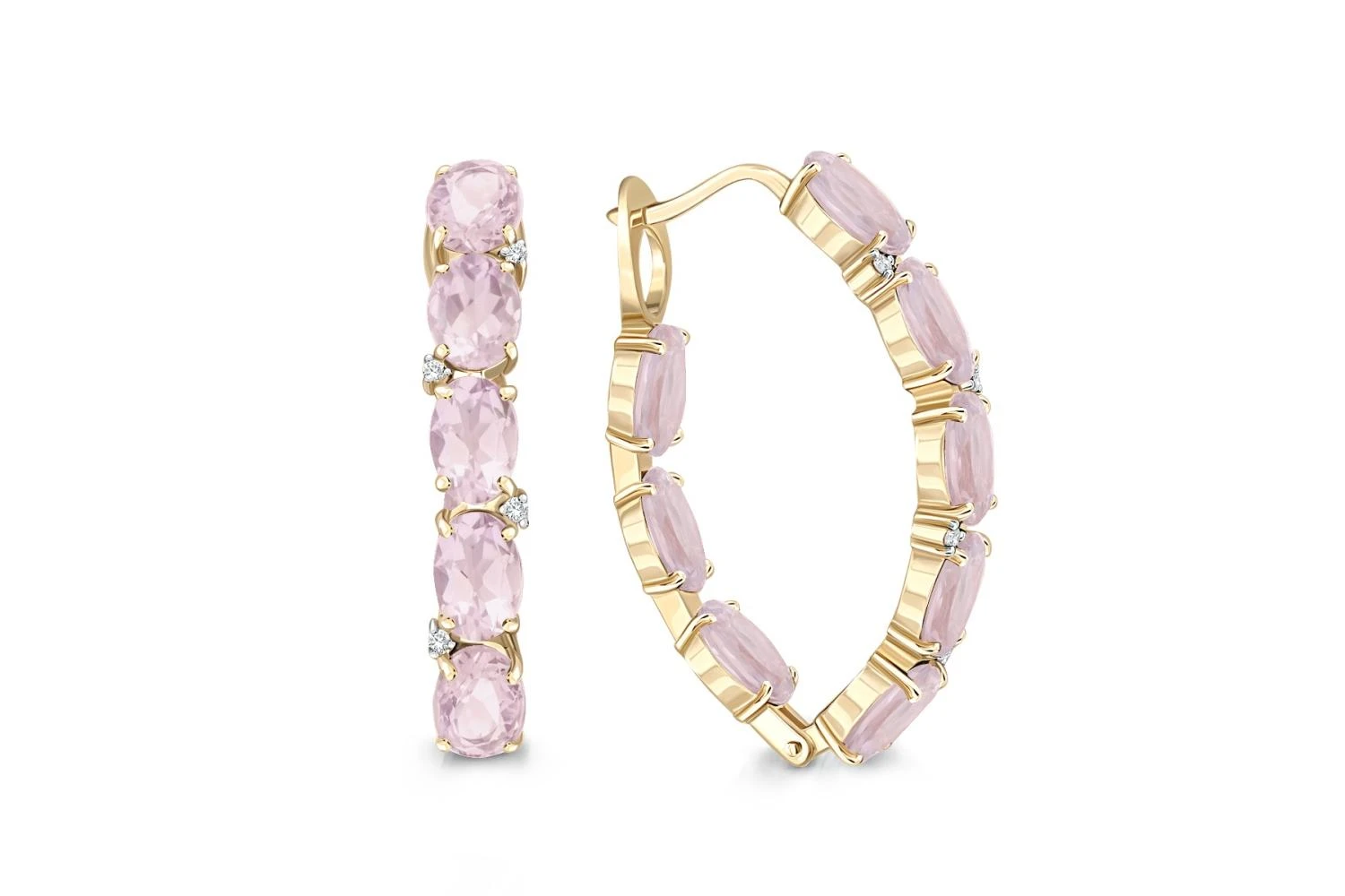 Серьги из жёлтого золота с 16 кварцами и 8 фианитами