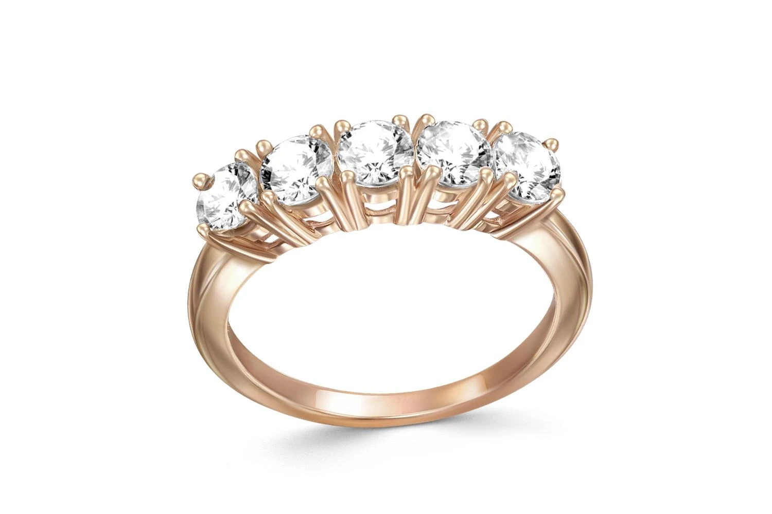 Кольцо Дорожка из красного золота с 5 фианитами