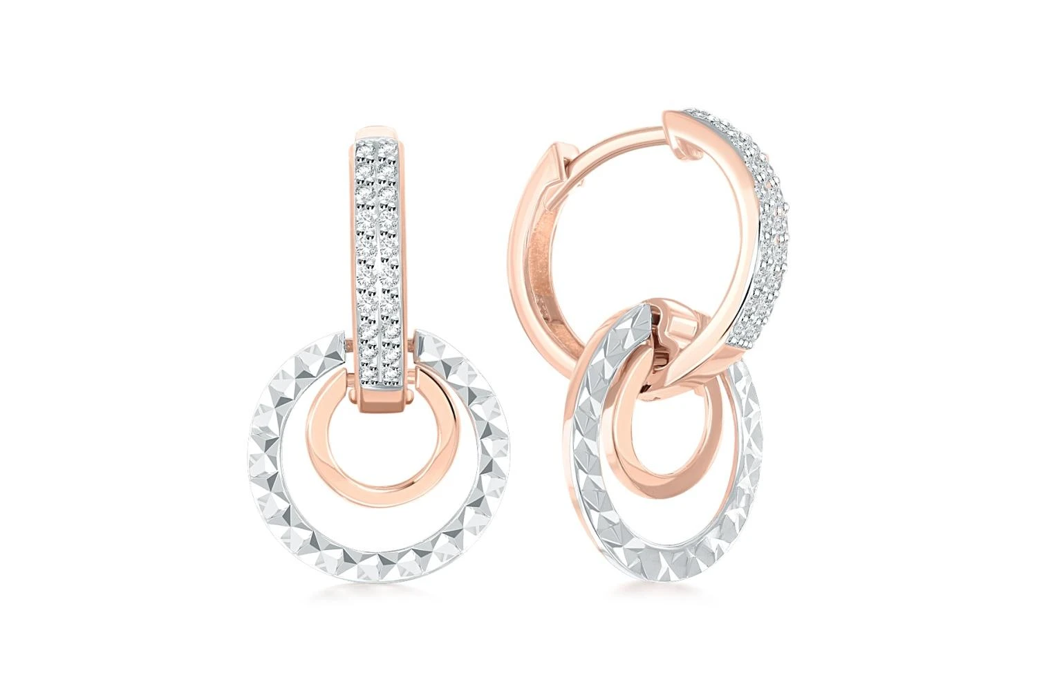 Серьги из красного золота с 40 фианитами