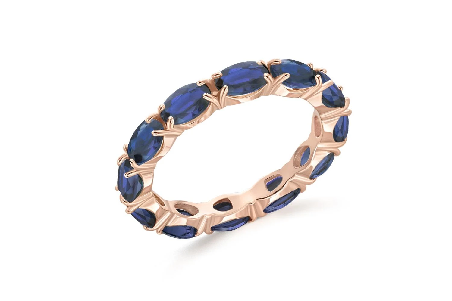 Кольцо Дорожка из красного золота с 11 сапфирами