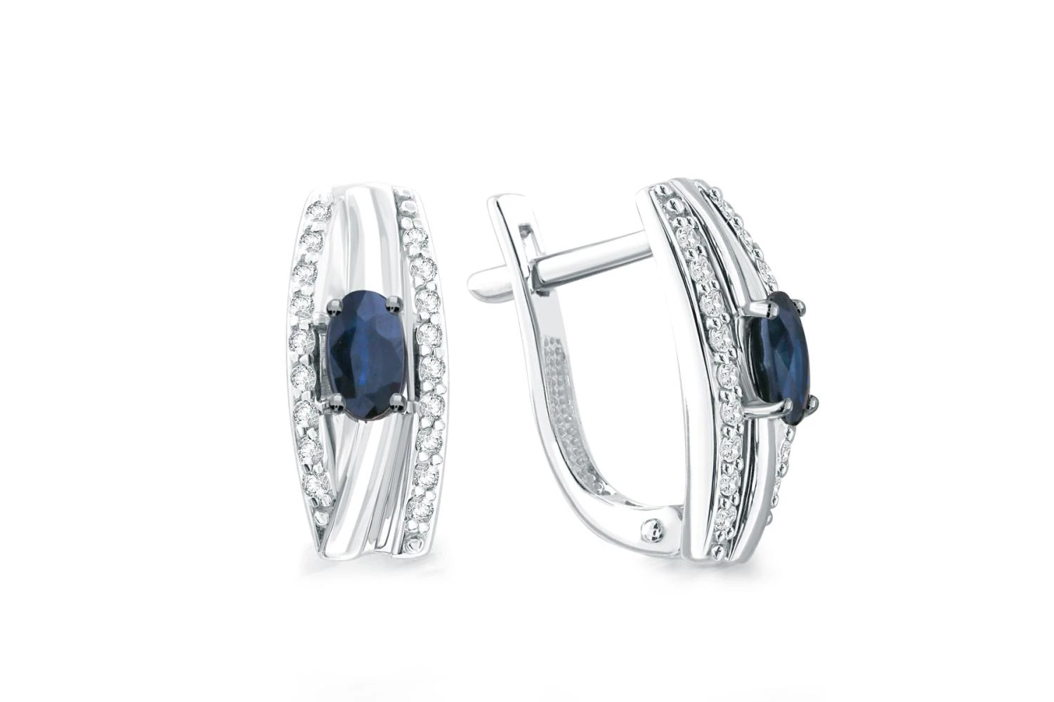 Серьги из белого золота с 2 сапфирами и 36 бриллиантами