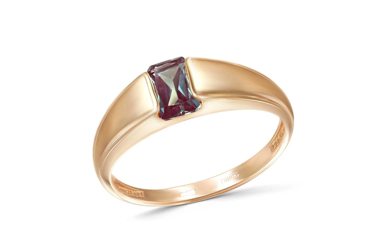 Кольцо из красного золота с александритом