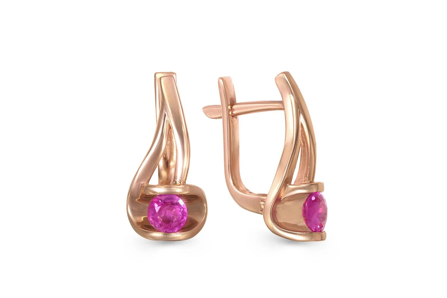 Серьги из красного золота с 2 рубинами