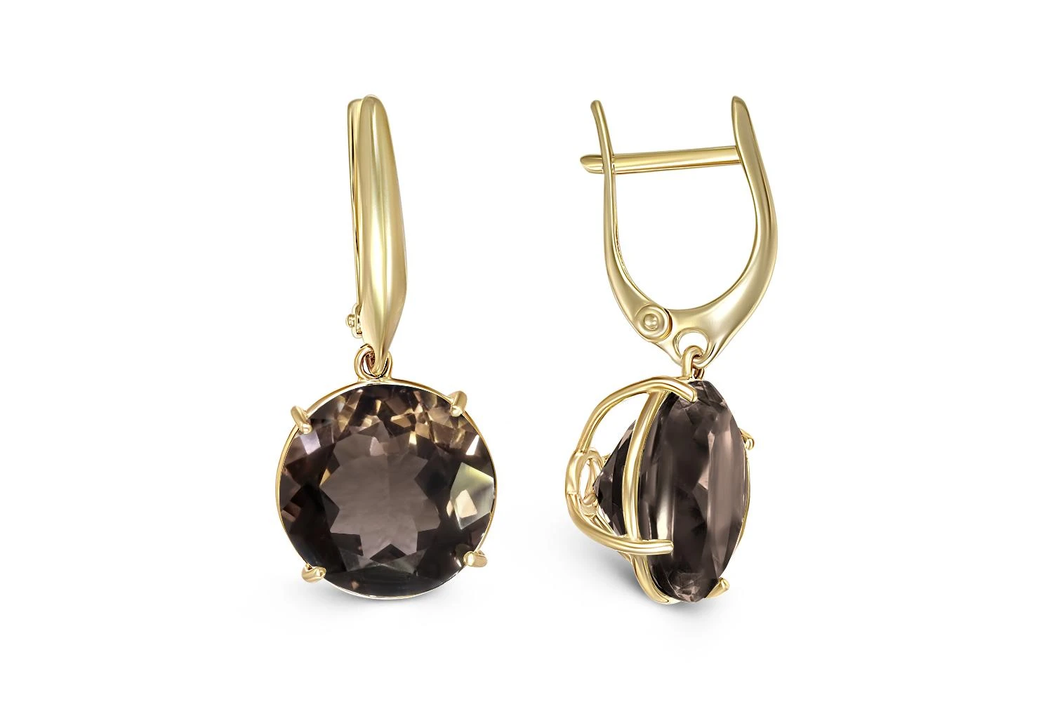 Серьги из жёлтого золота с 2 раухтопазами