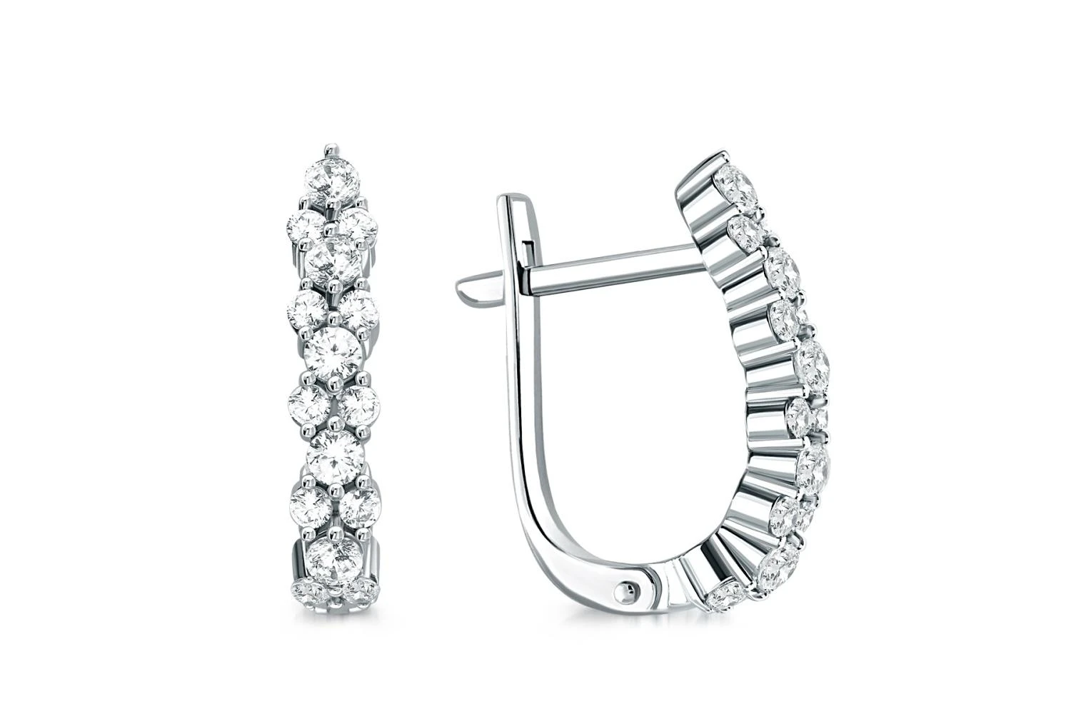 Серьги Дорожки из белого золота с 30 бриллиантами