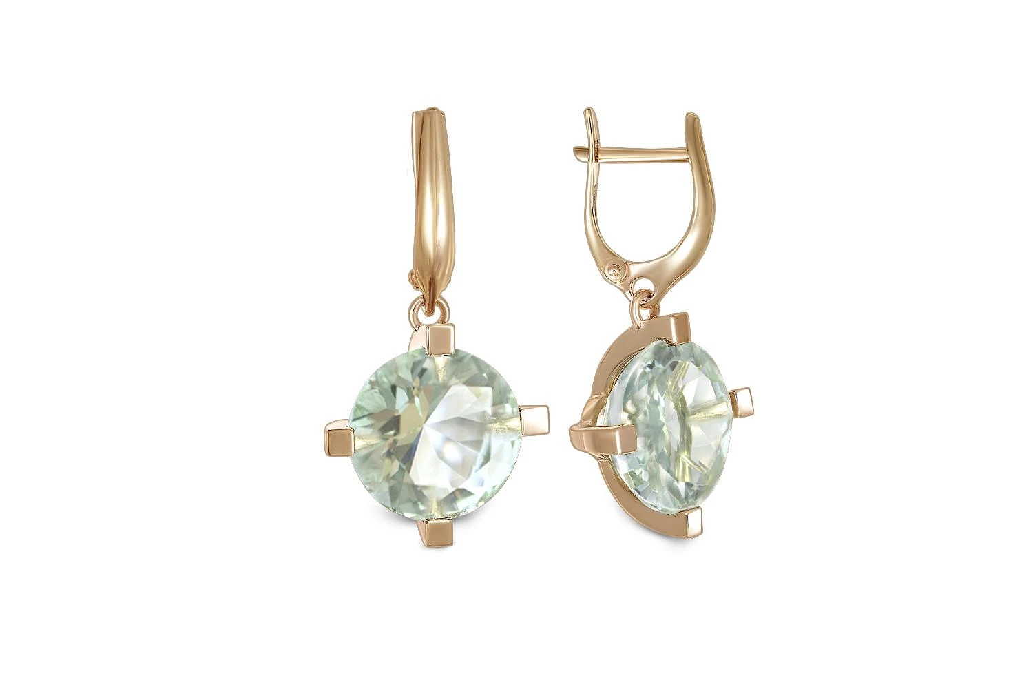 Серьги из красного золота с 2 аметистами