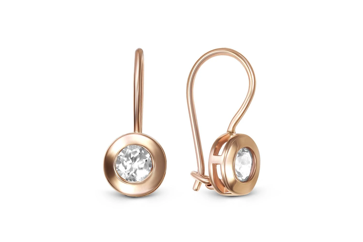 Детские серьги из красного золота с 2 фианитами