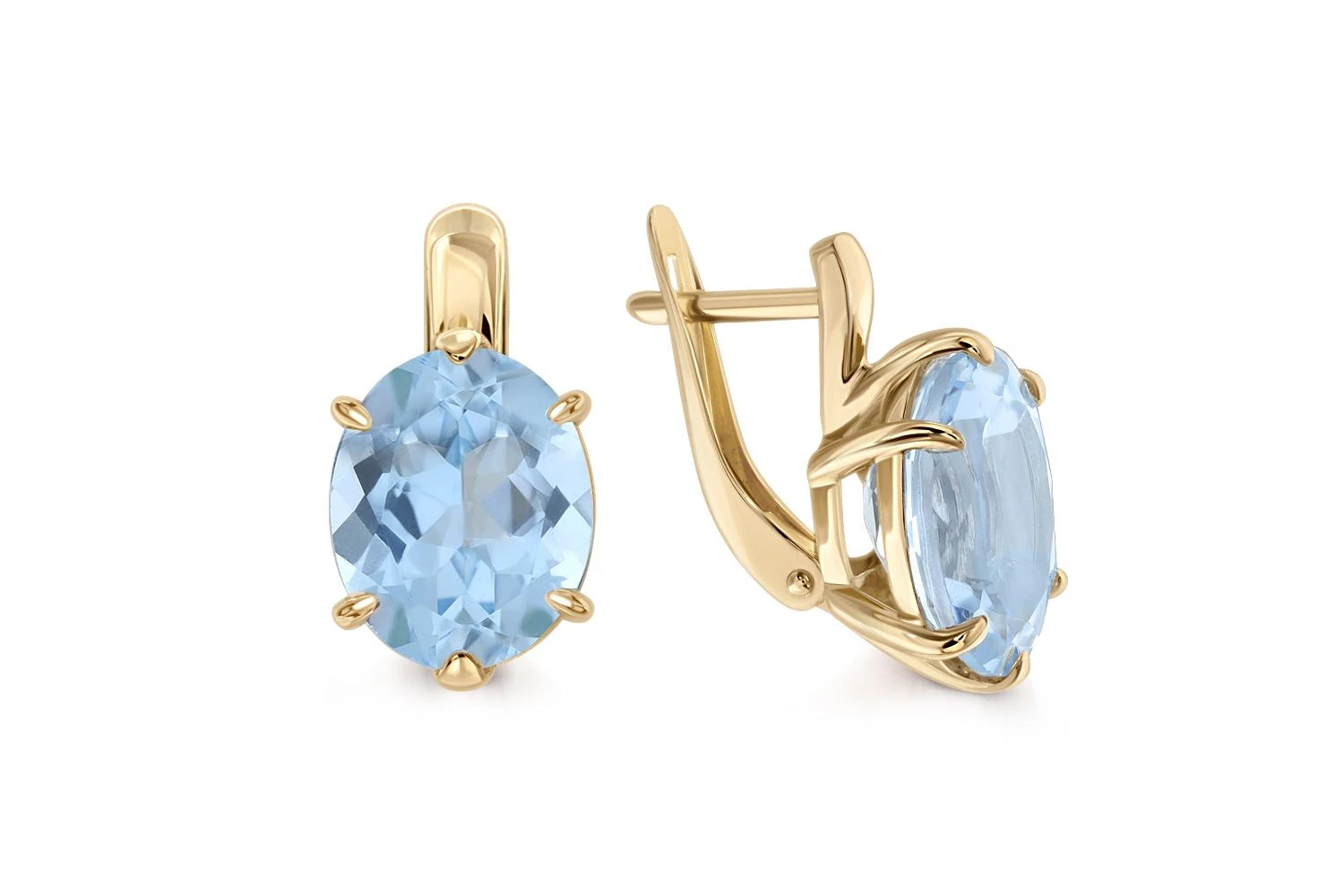 Серьги из жёлтого золота с 2 топазами sky