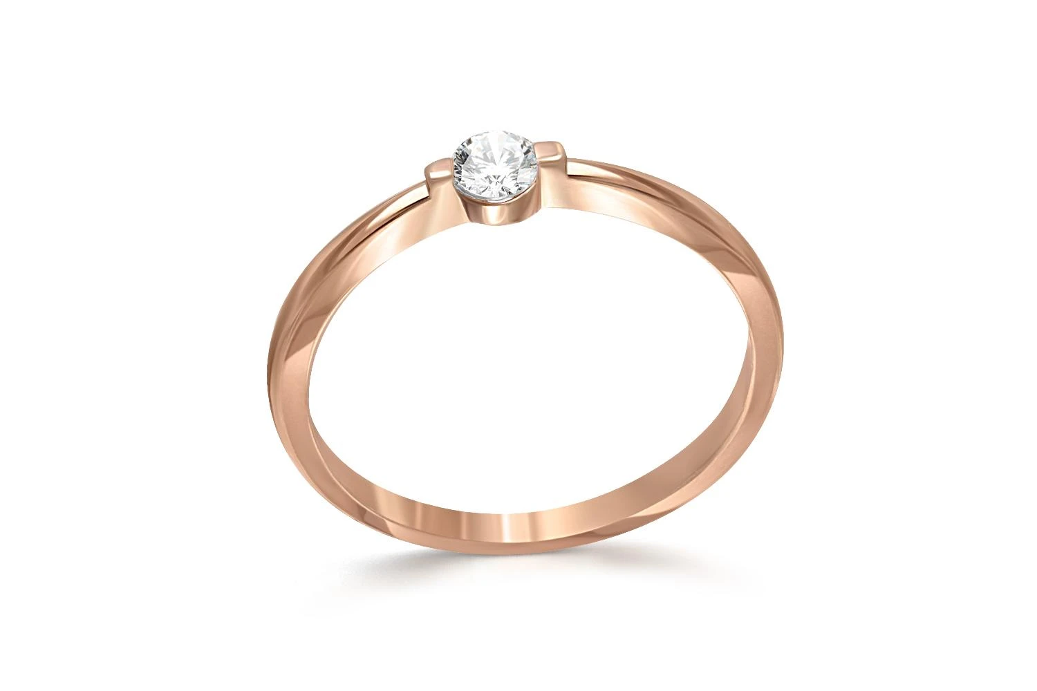 Кольцо из красного золота с бриллиантом