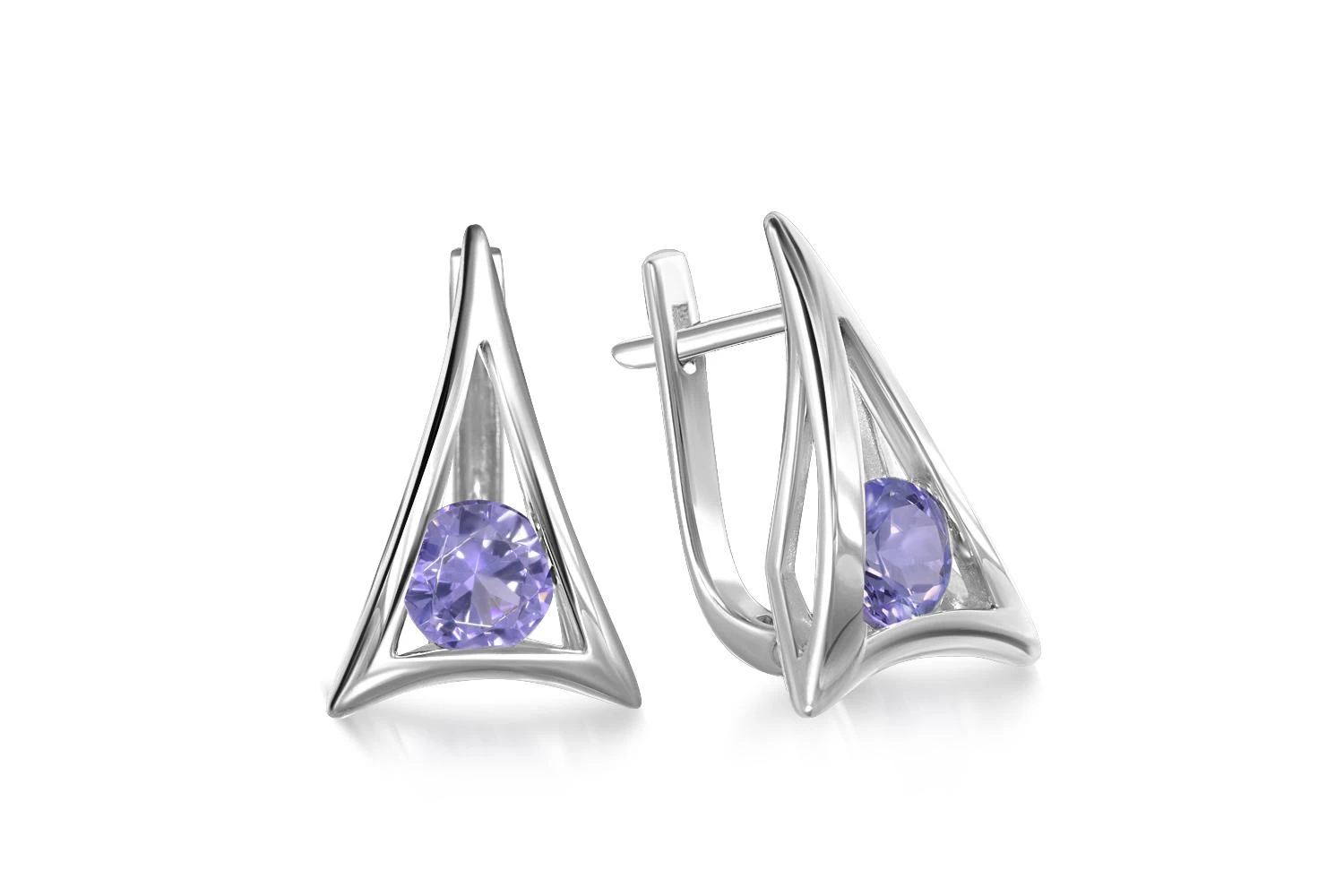 Серьги из белого золота с 2 ситаллами