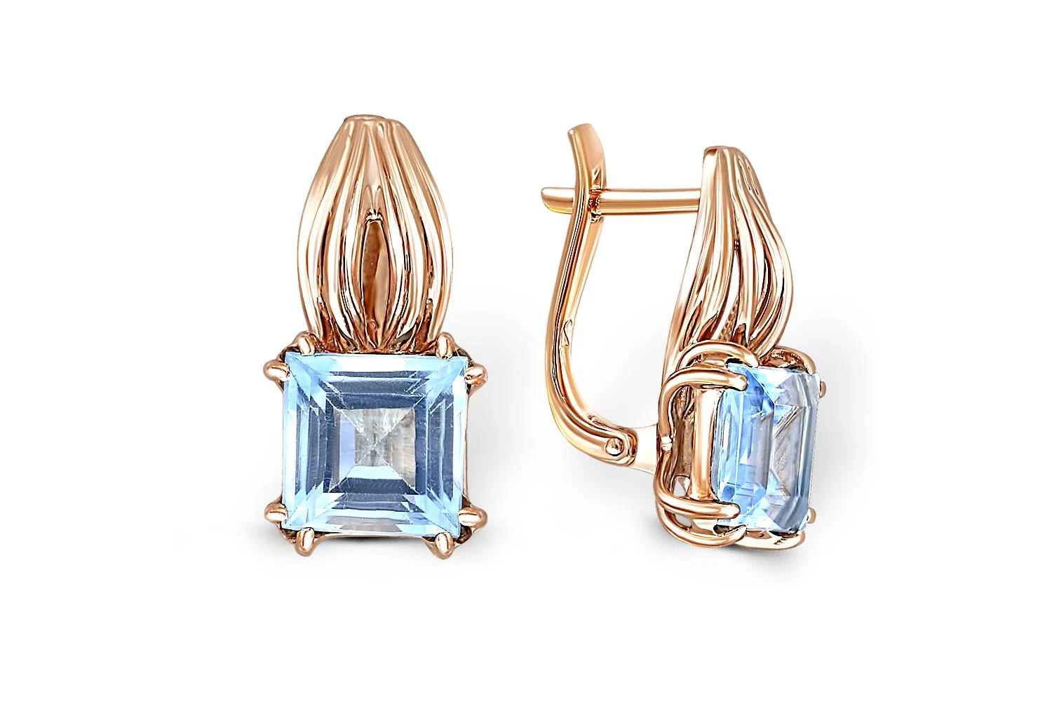 Серьги из красного золота с 2 топазами sky