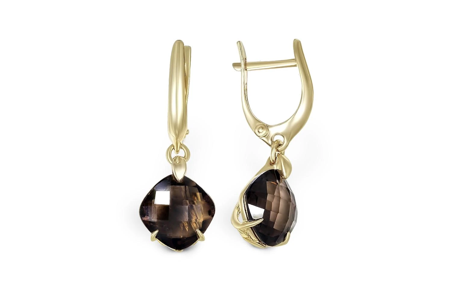 Серьги из жёлтого золота с 2 раухтопазами