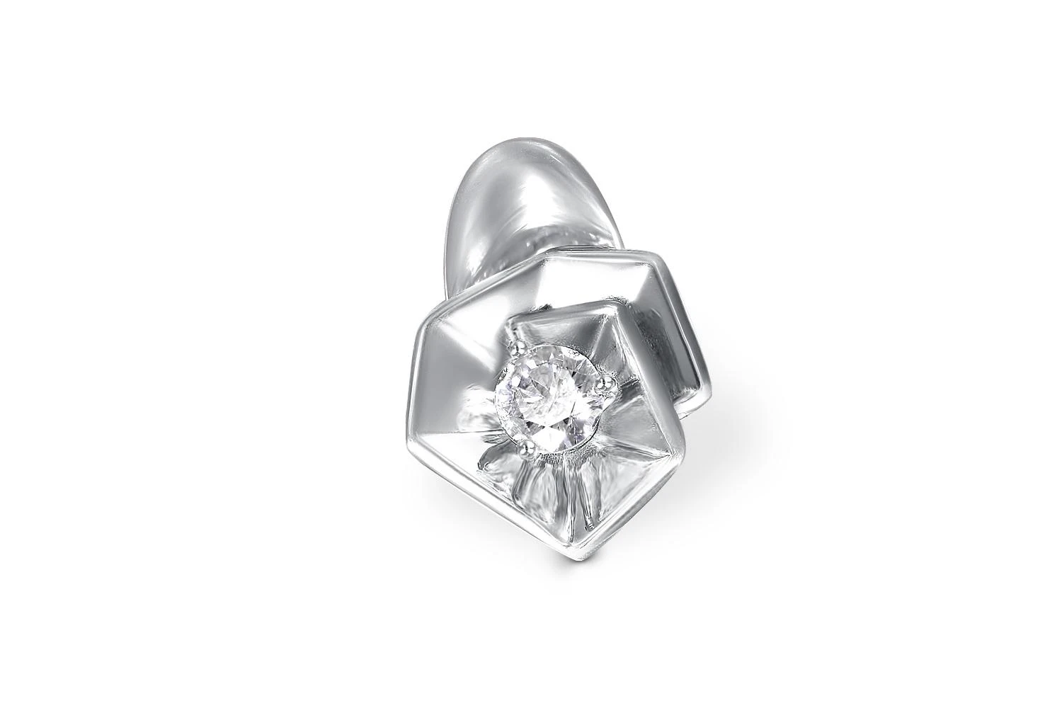 Подвеска Цветок из белого золота с фианитом