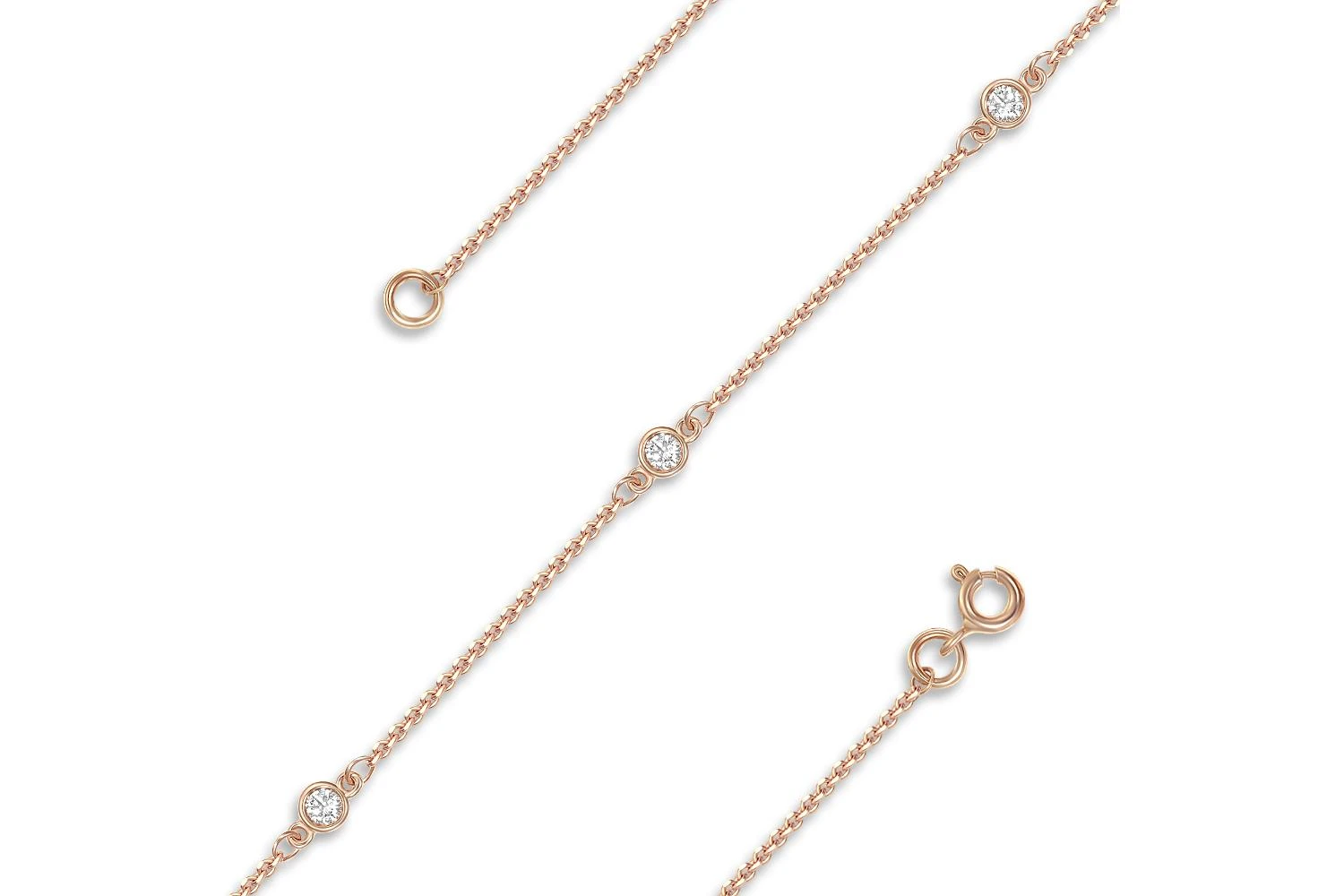 Браслет из красного золота с 3 бриллиантами