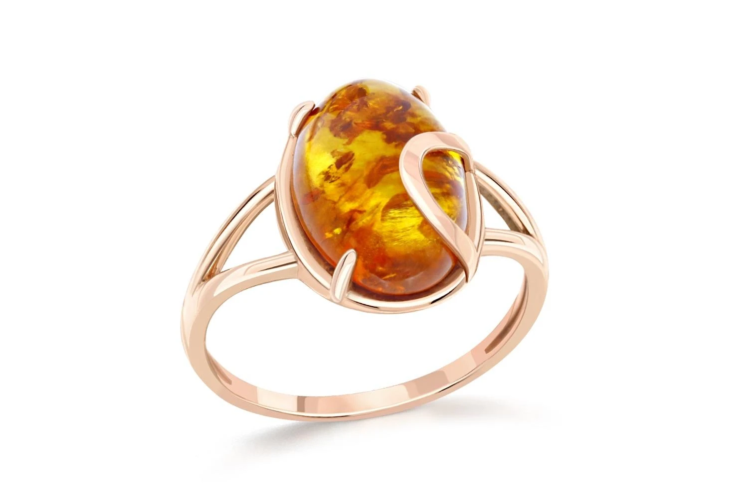 Кольцо из красного золота с янтарём
