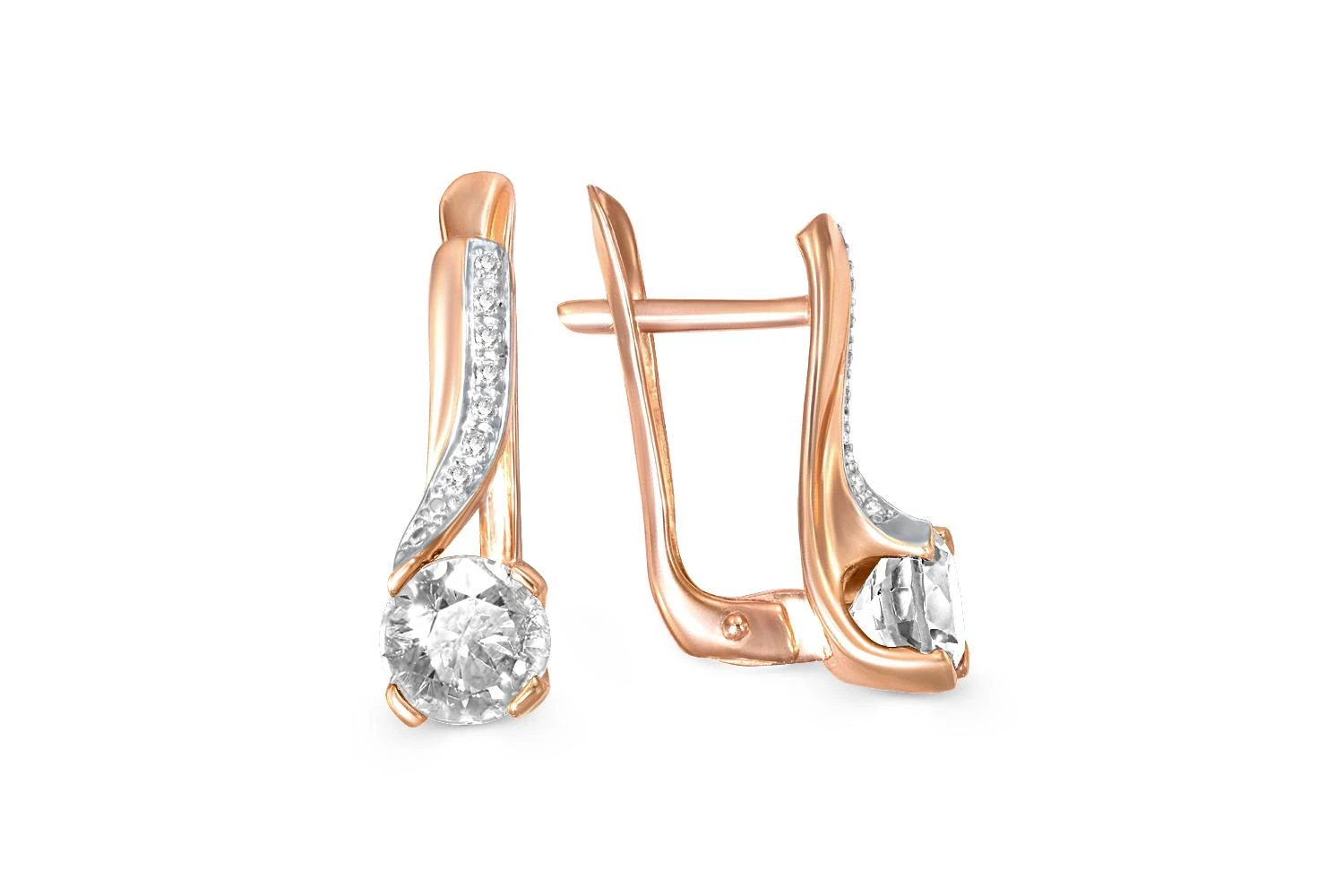 Серьги из красного золота с 16 кристаллами swarovski